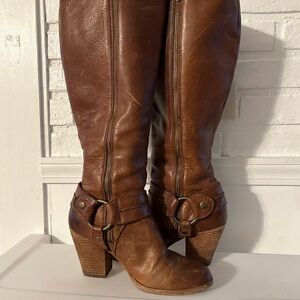 Frye Essa Seam Tall Leather Riding boots with Harness